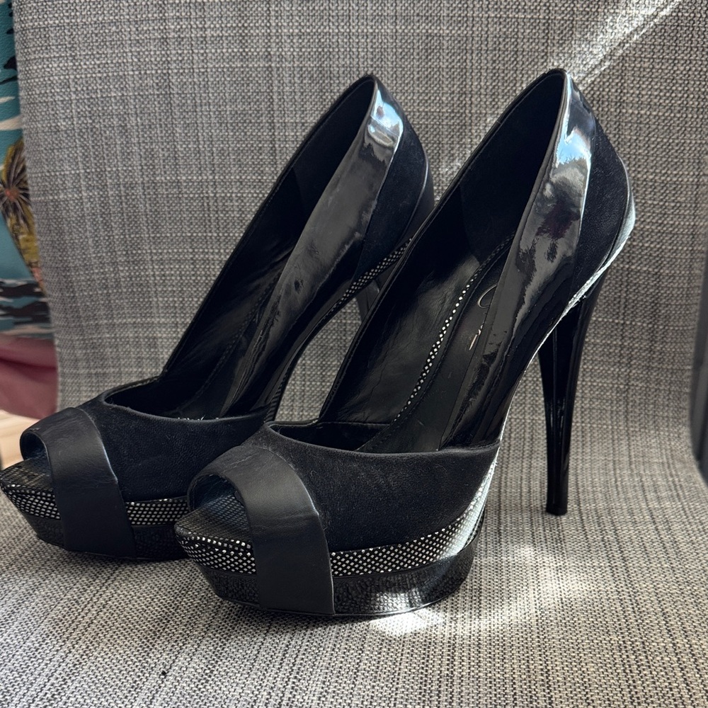 Jessica Simpson Elegant Black Peep-Toe Heels  size 10 or 40.